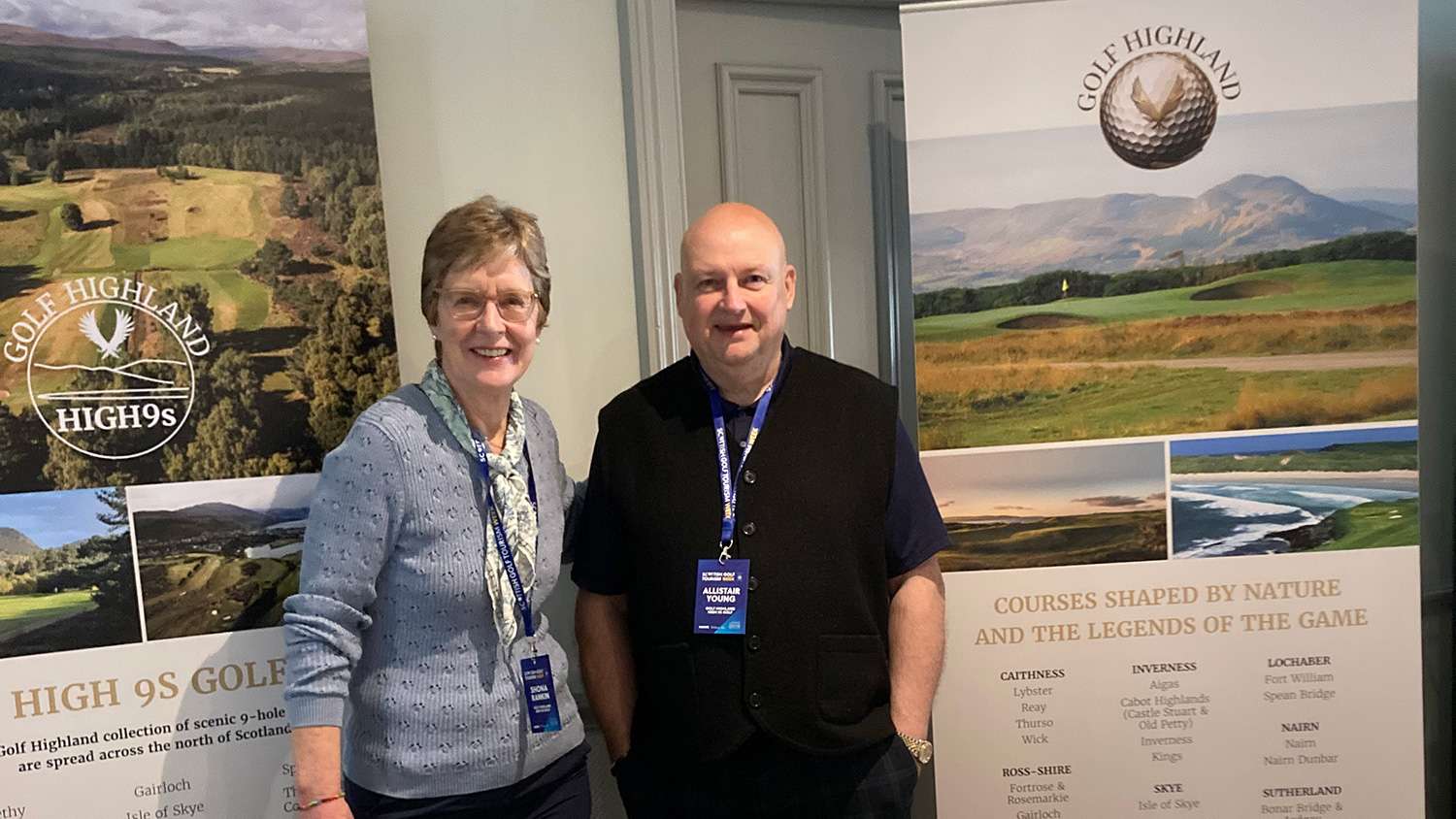Shona Rankin and Ally Young representing Golf Highland at Scottish Golf Tourism Week